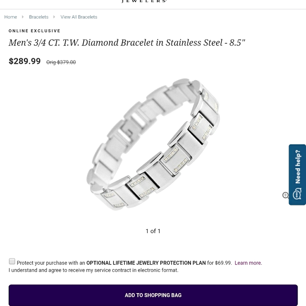 NEW Man's stainless steel diamond bracelet